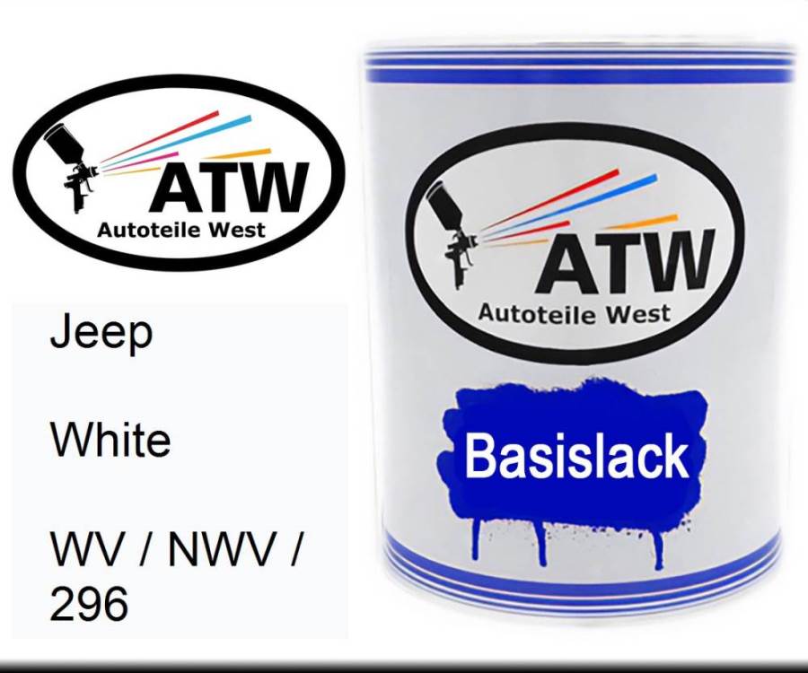 Jeep, White, WV / NWV / 296: 1L Lackdose, von ATW Autoteile West.